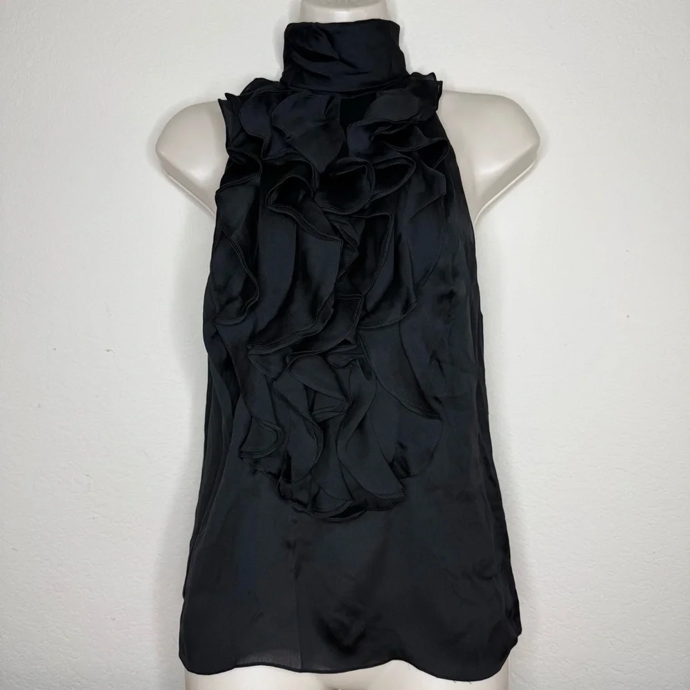 New Ralph Lauren black label Silk black top halter neck rufle sleeveless - Picture 2 of 10